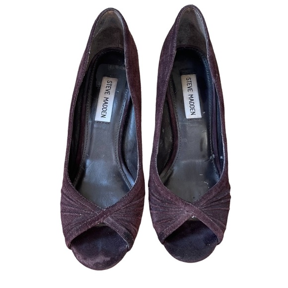 Steve Madden Open Toe Suede Heels in Chocolate Color Size: 7.5 - Picture 1 of 11